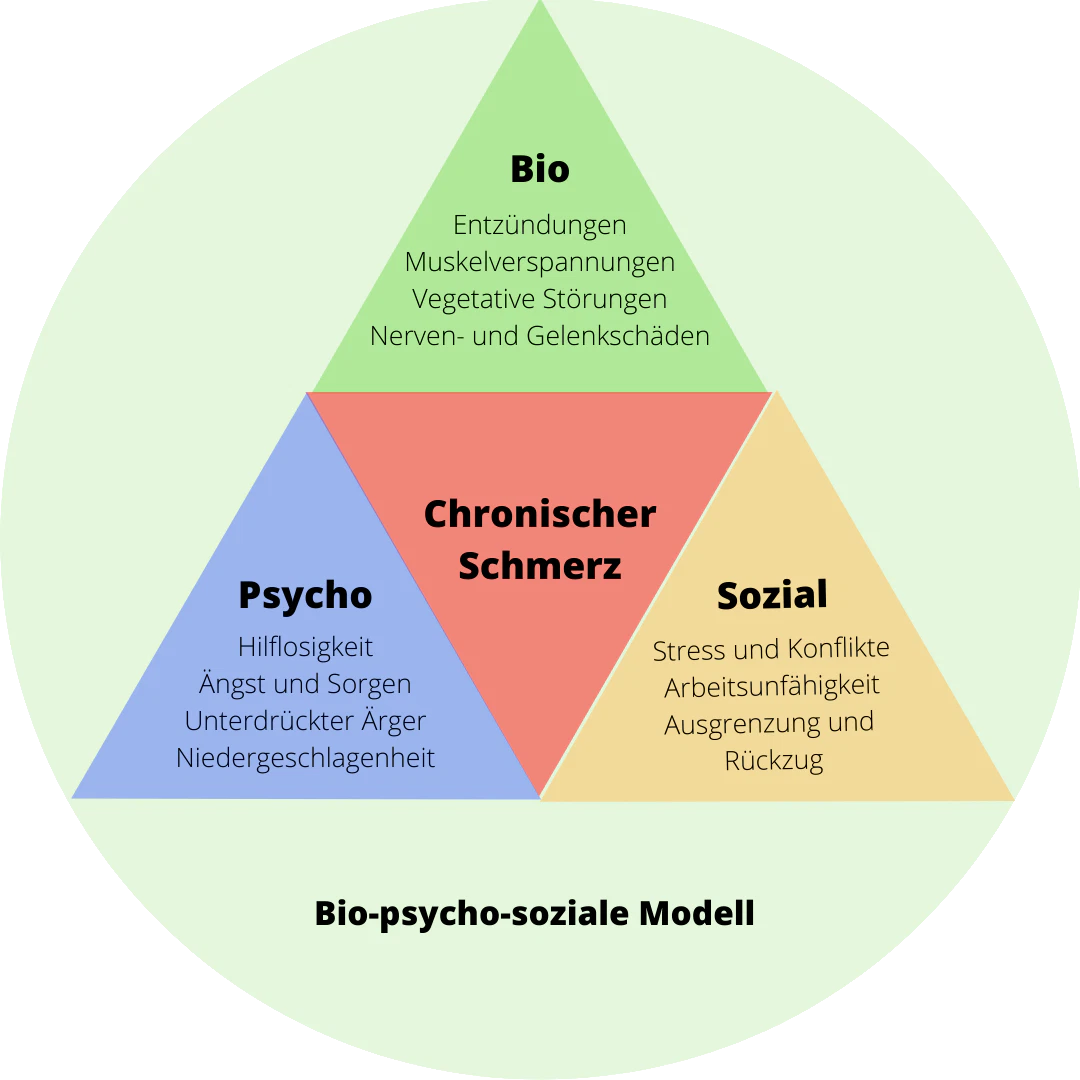 Biopsychosoziale Modell bildet die Grundlage für die multimodale Schmerztherapie.